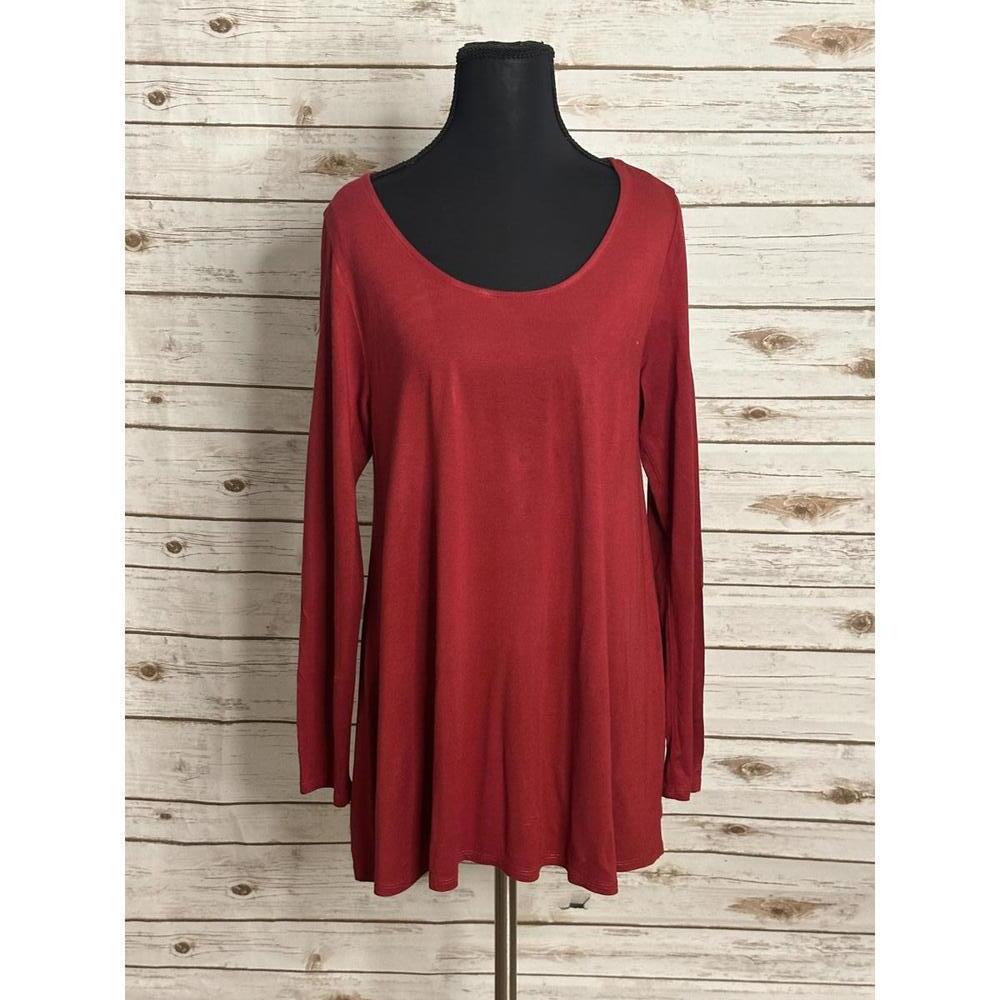 Soft Surroundings casual red jersey knit scoop neck long sleeve tunic Size Small